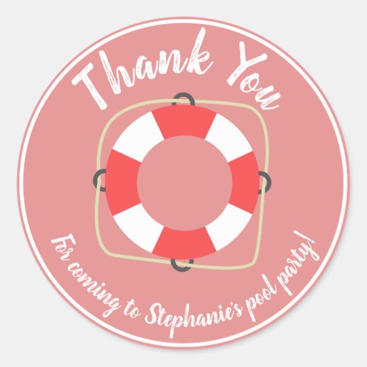 プールパーティー誕生日シール ラウンドシール (正面)