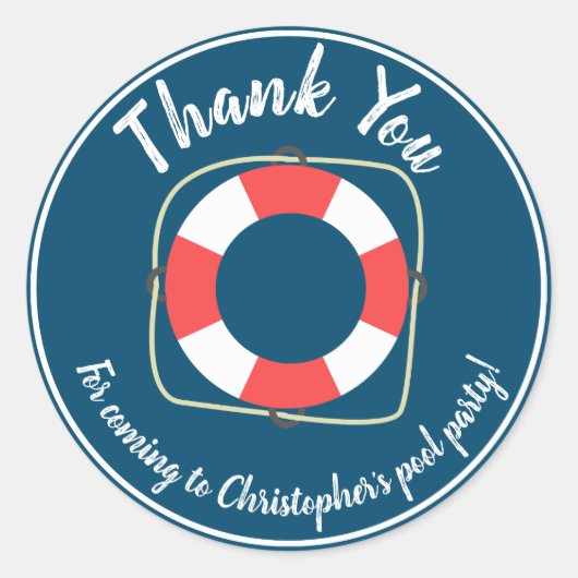 プールパーティー誕生日シール ラウンドシール (正面)