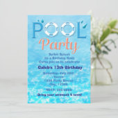 プールパーティー誕生日タイポグラフィサマー招待状 招待状 (スタンド正面)