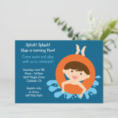 プールパーティー誕生日パーティーの招待 招待状 (スタンド正面)