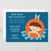 プールパーティー誕生日パーティーの招待 招待状 (正面/裏面)