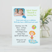 プールパーティー誕生日パーティーの招待 招待状 (スタンド正面)