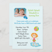 プールパーティー誕生日パーティーの招待 招待状 (正面/裏面)