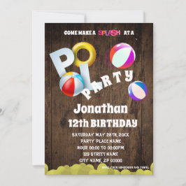 プールパーティー誕生日パーティーの招待 招待状