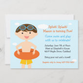 プールパーティー誕生日パーティーの招待 招待状 (正面)