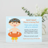 プールパーティー誕生日パーティーの招待 招待状 (スタンド正面)