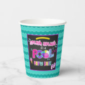 プールパーティー誕生日パーティー紙カップ – Blk – 少女 紙コップ (裏面)