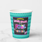 プールパーティー誕生日パーティー紙カップ – Blk – 少女 紙コップ (正面)