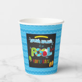 プールパーティー誕生日パーティー紙カップ – Blk – 少年 紙コップ (裏面)