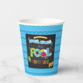 プールパーティー誕生日パーティー紙カップ – Blk – 少年 紙コップ (正面)