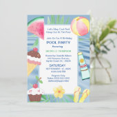 プールパーティー誕生日パーティー 招待状 (スタンド正面)