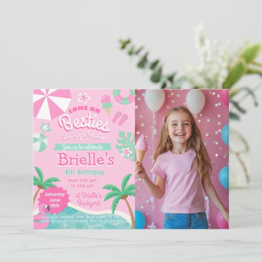 プールパーティー誕生日パーティー 招待状 (スタンド正面)