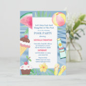 プールパーティー誕生日パーティー 招待状 (スタンド正面)