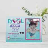 プールパーティー誕生日ビーチフロートサマーロリーフォト 招待状 (スタンド正面)