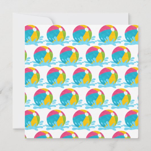 プールパーティー誕生日ピンクの女の子への感謝カード サンキューカード (裏面)