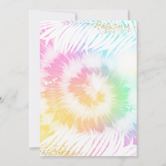 プールパーティー誕生日ピンク絞り染めガーリープールパーティー 招待状 (裏面)