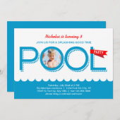 プールパーティー誕生日フォト招待状 招待状 (正面/裏面)