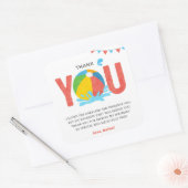 プールパーティー誕生日ボーイガールサンキューカード スクエアシール (封筒)