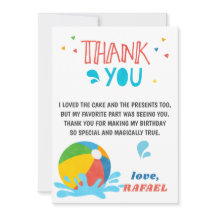 プールパーティー誕生日ボーイガールサンキューカード