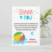 プールパーティー誕生日ボーイガールサンキューカード 招待状 (スタンド正面)