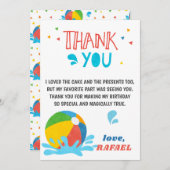 プールパーティー誕生日ボーイガールサンキューカード 招待状 (正面/裏面)