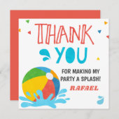 プールパーティー誕生日ボーイガール 招待状 (正面/裏面)