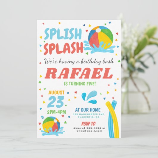 プールパーティー誕生日ボーイガール 招待状 (スタンド正面)