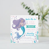 プールパーティー誕生日マーメイド招待状ガール 招待状 (スタンド正面)