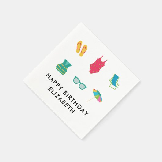 プールパーティー誕生日ミニマルサマーカラフルキュート スタンダードカクテルナプキン (角)