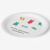 プールパーティー誕生日ミニマルサマーカラフルキュート ペーパープレート (アングル)