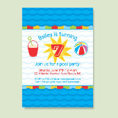 プールパーティー誕生日招待状の基本色 招待状
