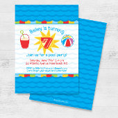 プールパーティー誕生日招待状の基本色 招待状