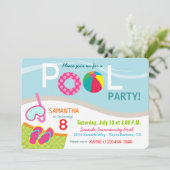 プールパーティー誕生日招待状カード 招待状 (スタンド正面)