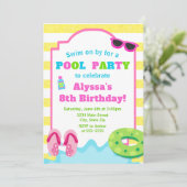 プールパーティー誕生日招待状ガールスイムパーティー 招待状 (スタンド正面)