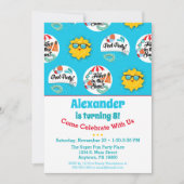 プールパーティー誕生日招待状スイミングサマー 招待状 (正面)