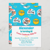 プールパーティー誕生日招待状スイミングサマー 招待状 (正面/裏面)