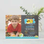 プールパーティー誕生日招待状スプラッシュボーイ 招待状 (スタンド正面)