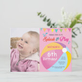 プールパーティー誕生日招待状スプリッシュスプラッシュガール 招待状 (スタンド正面)