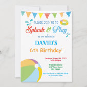 プールパーティー誕生日招待状スプリッシュスプラッシュボーイ 招待状 (正面)