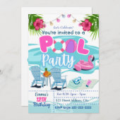 プールパーティー誕生日招待状招待状 招待状 (正面/裏面)