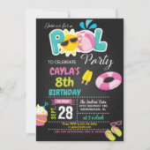 プールパーティー誕生日招待状-ガール 招待状 (正面)