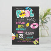 プールパーティー誕生日招待状-ガール 招待状 (スタンド正面)