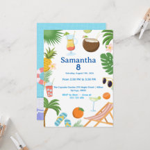 プールパーティー誕生日招待状 - サマーテーマ