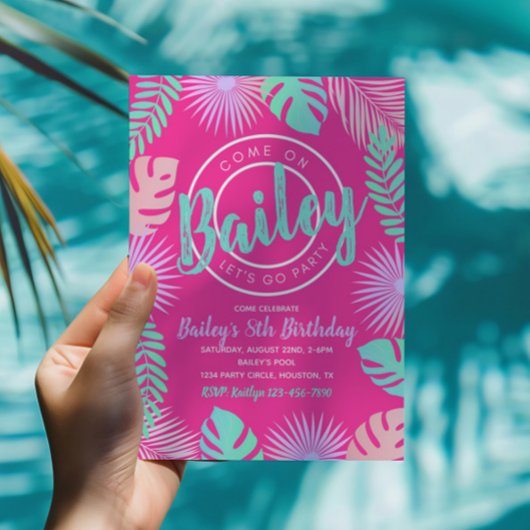 プールパーティー誕生日招待状 |プールパーティー 招待状