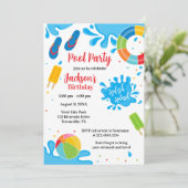 プールパーティー誕生日招待状 招待状 (スタンド正面)