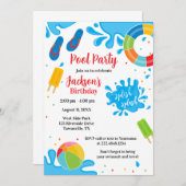 プールパーティー誕生日招待状 招待状 (正面/裏面)