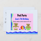 プールパーティー誕生日招待状 招待状 (正面/裏面)