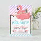 プールパーティー誕生日招待状 招待状 (スタンド正面)