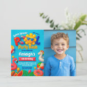 プールパーティー誕生日招待状 招待状 (スタンド正面)