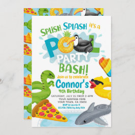 プールパーティー誕生日招待状 招待状
